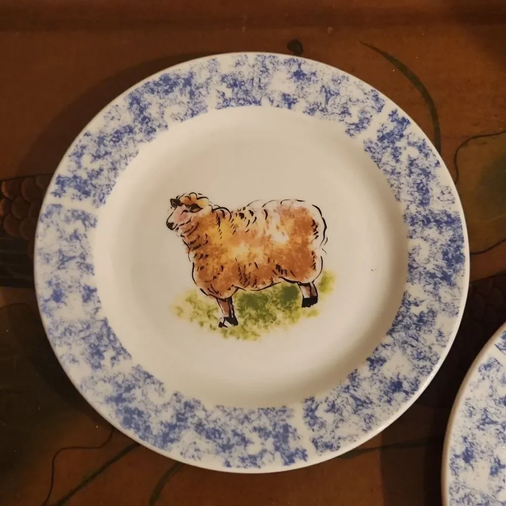 Tabletops Unlimited Sheep Country Barn Plate Set of 2